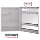 Armário Banheiro Espelheira Sobrepor Cinza | Com Perfil De Al